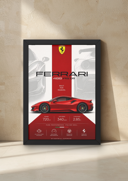 Ferrari 488 Wall Poster